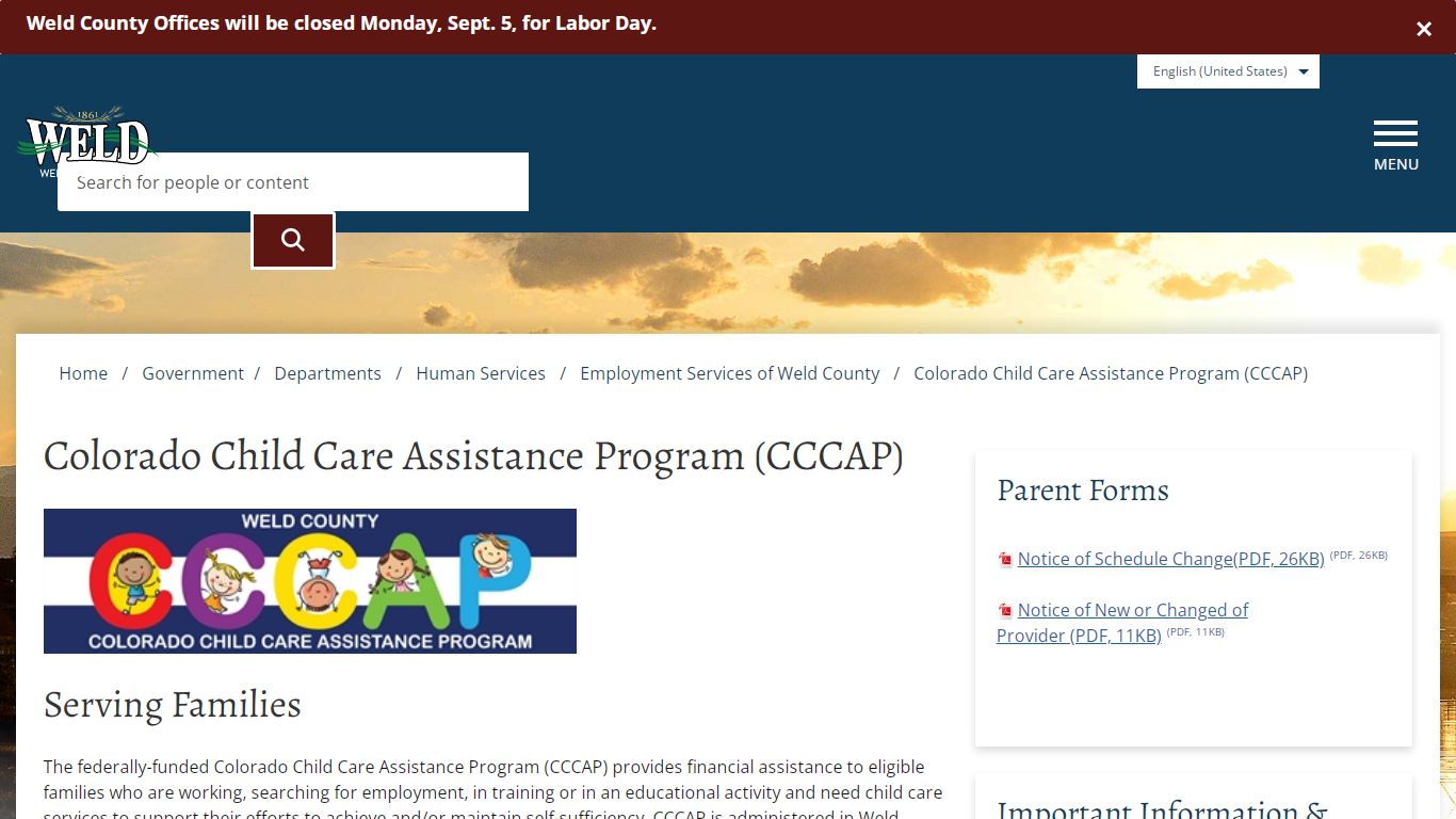 Colorado Child Care Assistance Program (CCCAP) – Weld County
